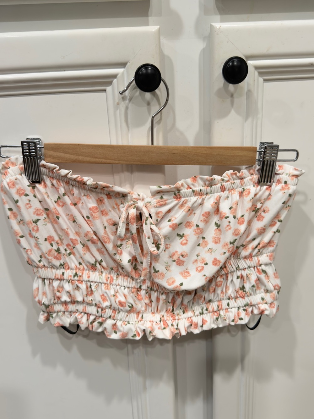 Forever 21 White Bandeau Crop Top with Peach Floral